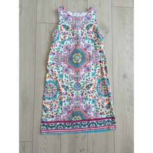 Maggy London Women’s Sheath Paisley/Floral Print Sleeveless Tank Boho Dress Sz 6